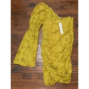 For Love & Lemons One Sleeve Tiana Yellow Shoulder Mini Dress Women's Small NWT